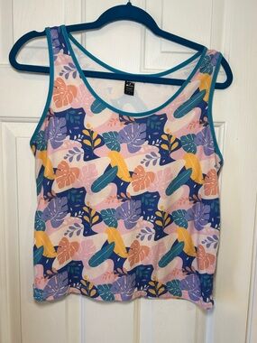 POP Fit Pajama Set Tropical Leaf Tank Top and Sleep Shorts